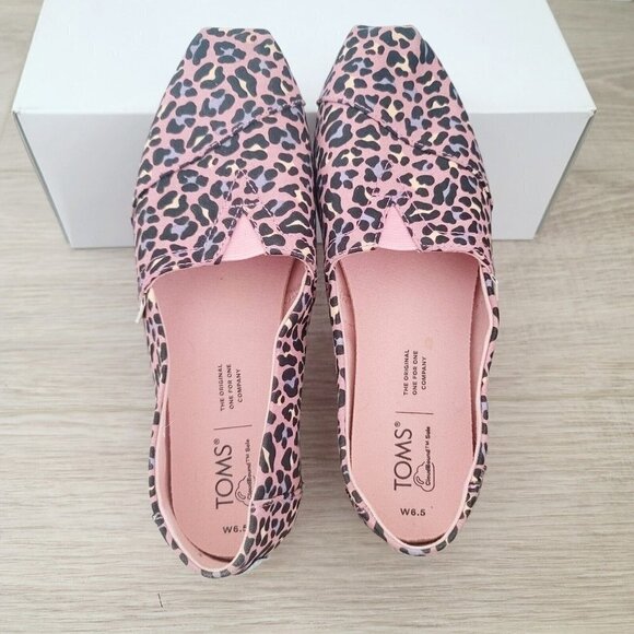 Toms Alpargata Pink Leopard Print Barbie Slip On Canvas Lisa Frank Shoes 6.5 - Picture 6 of 10